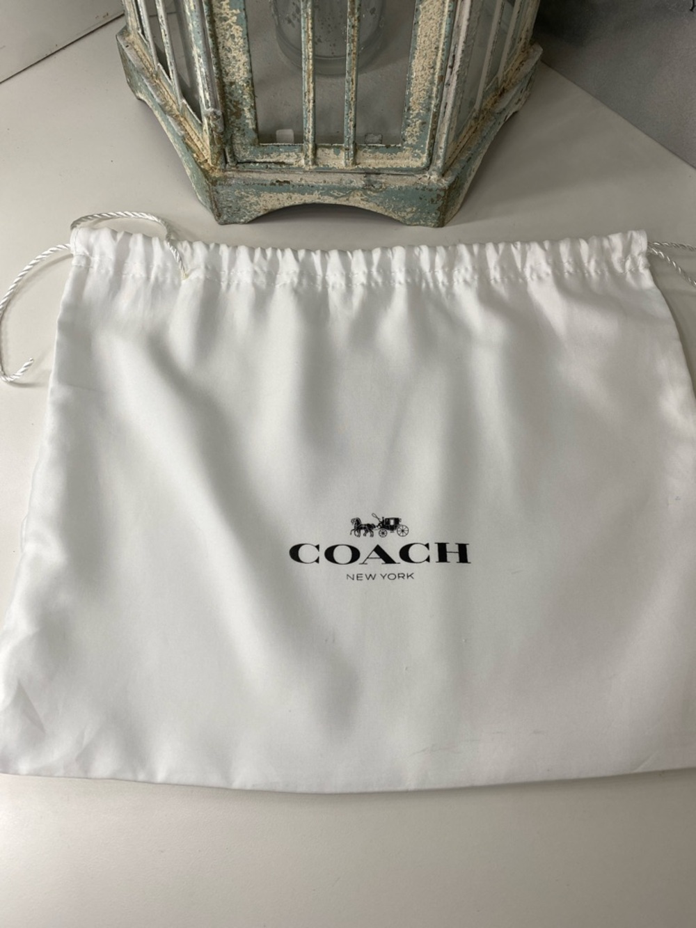 Coach White Drawstring Logo Bag EUC